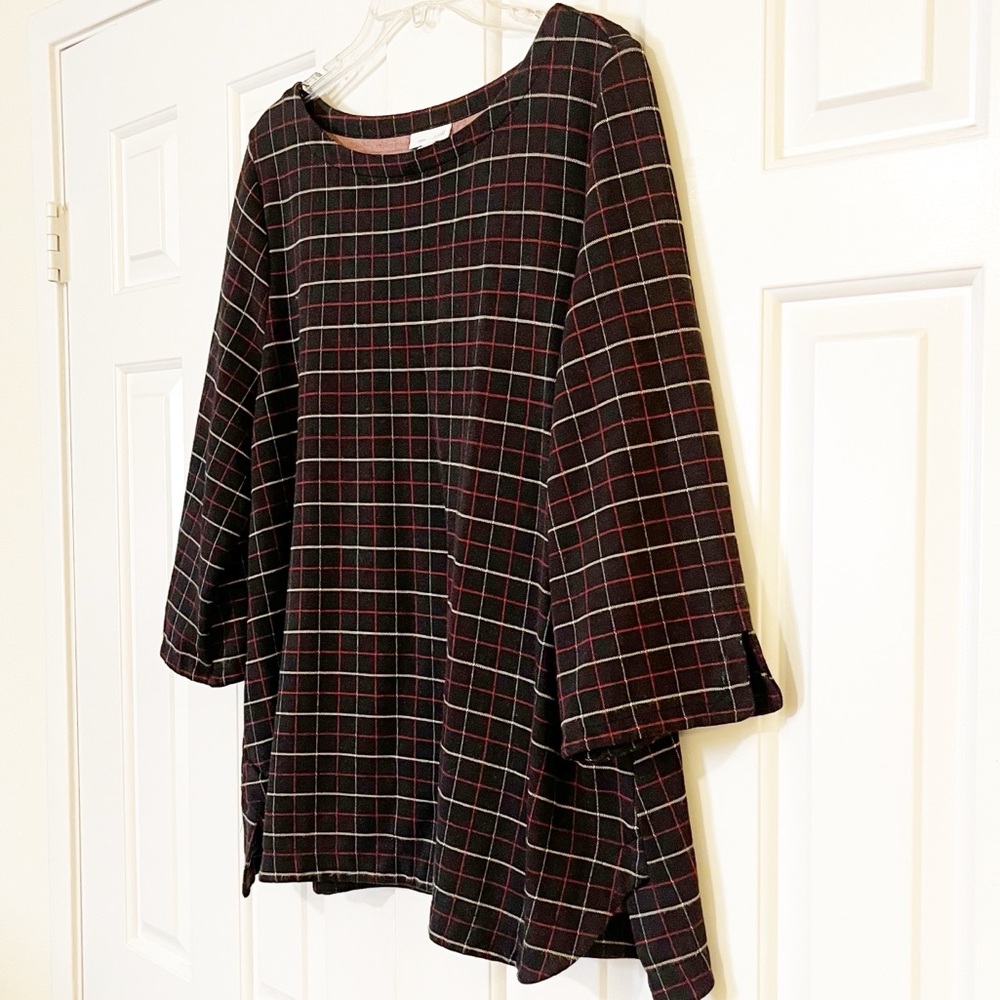 J. Jill Black Ponte Knit A-Line Boat Neck 3/4 sleeve top. Size Women's Large - Picture 4 of 14